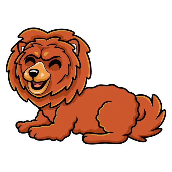 Illustration Vectorielle Mignon Petit Lion Chien Dessin Animé Couché — Image vectorielle