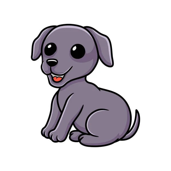 Vector Illustration Cute Weimaraner Dog Cartoon Sitting — Stock Vector