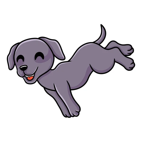 Vector Illustration Cute Weimaraner Dog Cartoon Jumping — Stock Vector