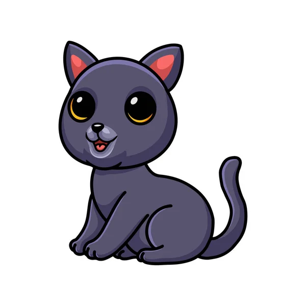 Ilustración Vectorial Lindo Chartreux Gato Dibujos Animados Sentado — Archivo Imágenes Vectoriales