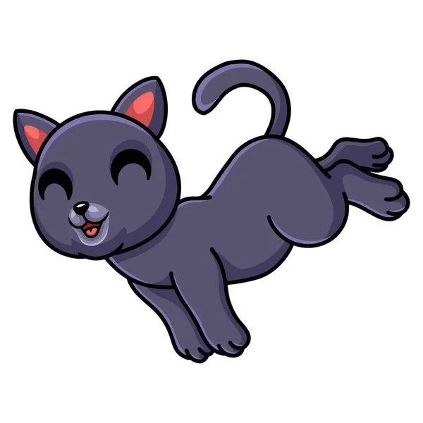 Ilustración Vectorial Salto Dibujos Animados Lindo Gato Chartreux — Vector de stock