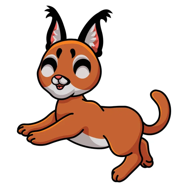 Vector Illustratie Van Leuke Caracal Kat Cartoon Wandelen — Stockvector