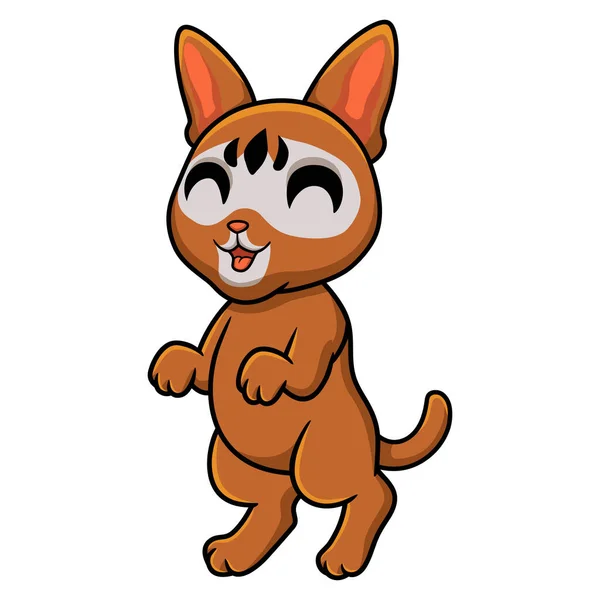 Vector Illustration Cute Abyssinian Cat Cartoon Standing — Stock Vector