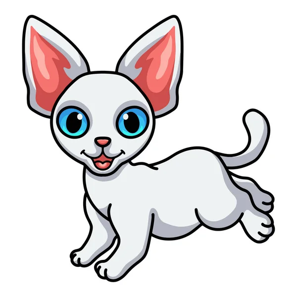 Vector Illustratie Van Schattig Devon Rex Kat Cartoon Springen — Stockvector