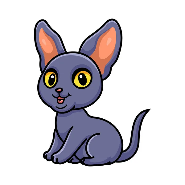 Ilustração Vetorial Desenho Animado Bonito Gato Peterbald Sentado —  Vetores de Stock