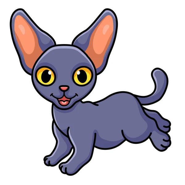 Ilustración Vectorial Salto Dibujos Animados Lindo Gato Peterbald — Vector de stock