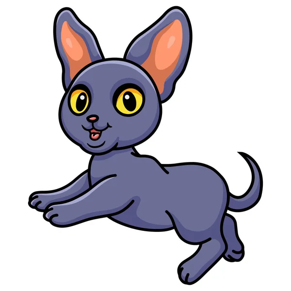 Ilustración Vectorial Salto Dibujos Animados Lindo Gato Peterbald — Vector de stock