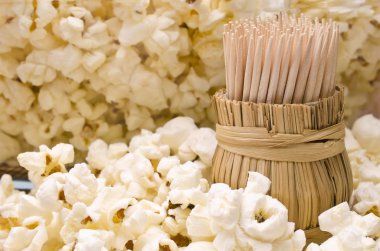 patlamış mısır, ahşap kürdan