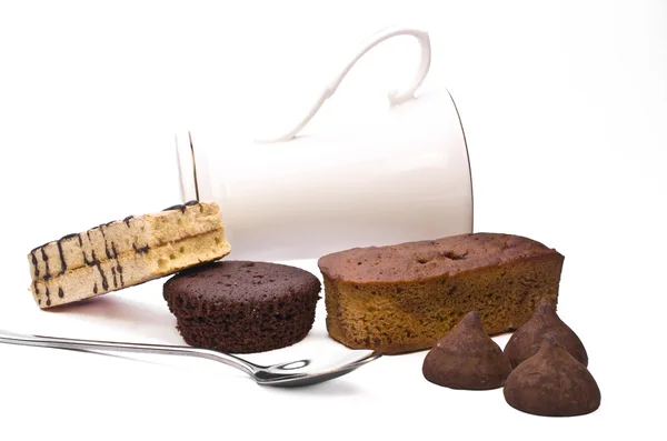 Κέικ και γλυκό Επιδόρπιο σοκολάτας οθόνη — Φωτογραφία Αρχείου