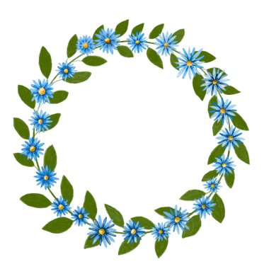 dairesel çerçeve yaz çiçekleri deseni