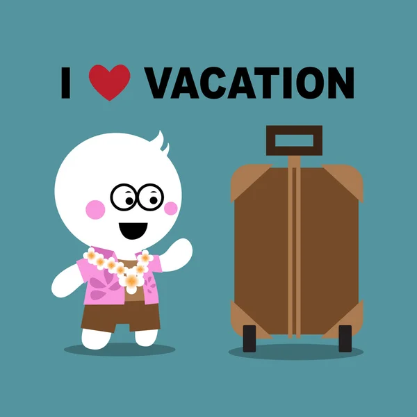 Homem de negócios e saco de viagem em férias — Vetor de Stock