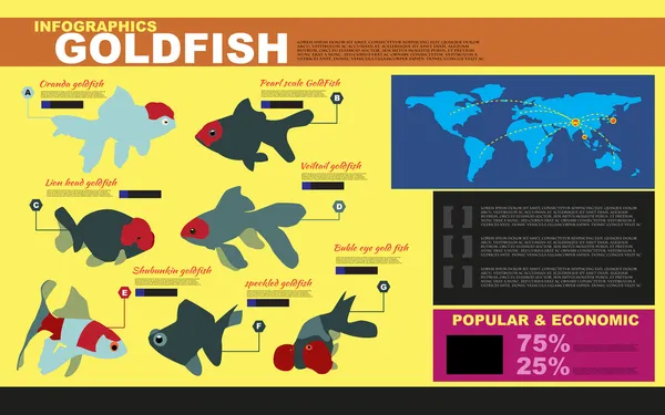 Tipos de peixes-dourados —  Vetores de Stock