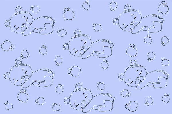 Cute Sleeping Bear Funny Background Sleeping Teddy Bears Baby Vector — Image vectorielle