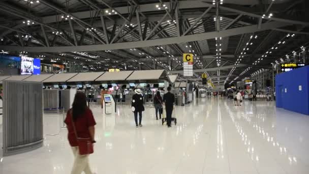 Estilo Vida Novo Normal Aeroporto Internacional Suvarnabhumi Com Pessoas Tailandesas — Vídeo de Stock