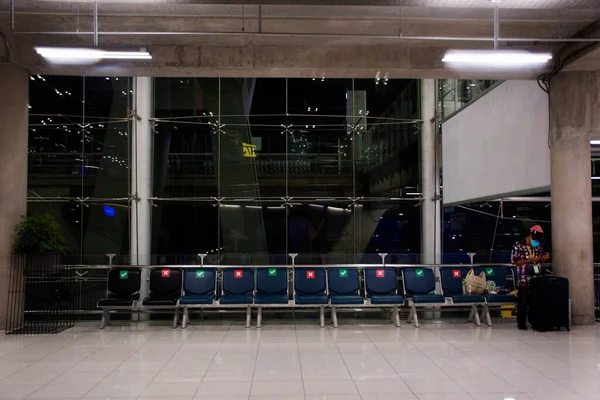 Estilo Vida Nuevo Distanciamiento Normal Social Del Aeropuerto Internacional Suvarnabhumi —  Fotos de Stock