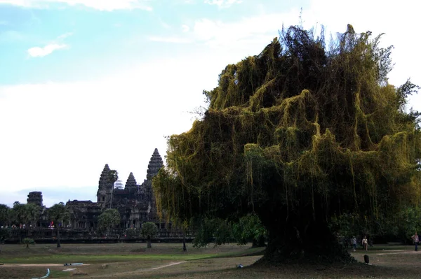 Antigas Ruínas Edifício Antigo Castelo Khmer Império Angkor Wat Para — Fotografia de Stock