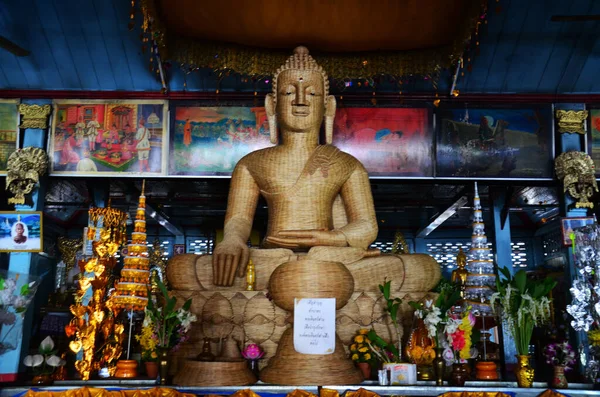 Estatua Buda Tejido Bambú Wat Chong Kham Chong Klang Templo — Foto de Stock
