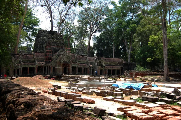 Boom Wortels Oude Ruïnes Antiek Gebouw Prasat Prohm Voorvader Brahma — Stockfoto