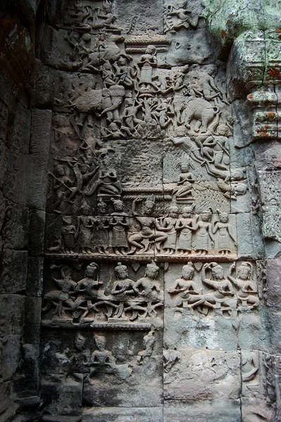 Γλυπτική Γλυπτική Ιστορία Khmer Αυτοκρατορία Στον Τοίχο Στο Prasat Prohm — Φωτογραφία Αρχείου