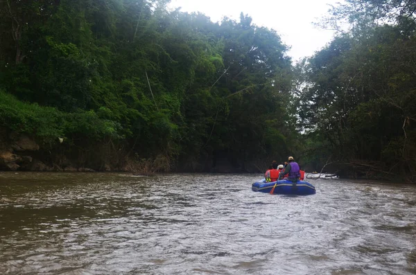 White Water Rafting Rubber Boat Movement Water Fast Khor Thor — Stock Photo, Image