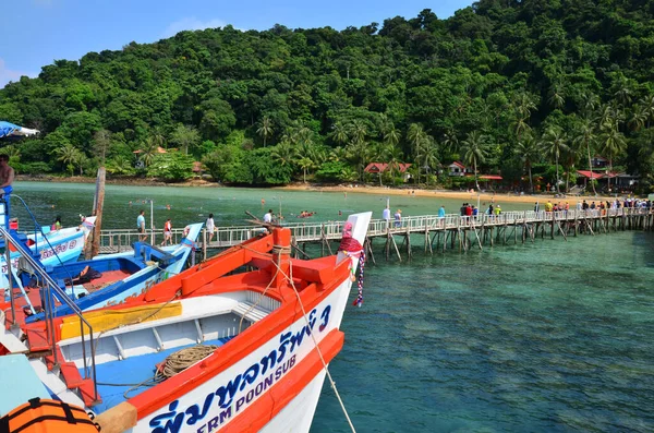 Classic Costruzione Porto Molo Ponte Pedonale Legno Koh Chang Isola — Foto Stock