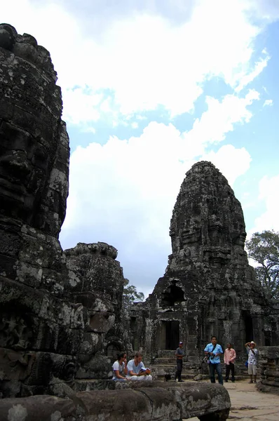 Antik Yıkıntılar Prasat Bayon Kalesi Veya Kamboçyalı Insanlar Gezginler Için — Stok fotoğraf