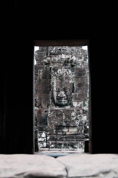 Escultura Tallar Ruinas Antiguas Edificio Antiguo Prasat Bayon Castillo Jayagiri —  Fotos de Stock