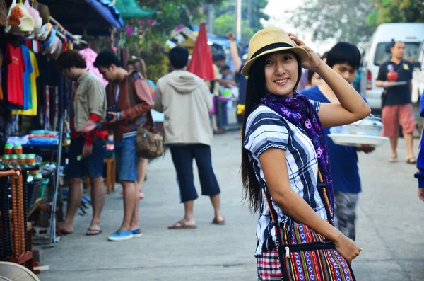 Cestovatelé Thajské Ženy Lidé Cestují Navštívit Portrét Pózování Pro Focení — Stock fotografie