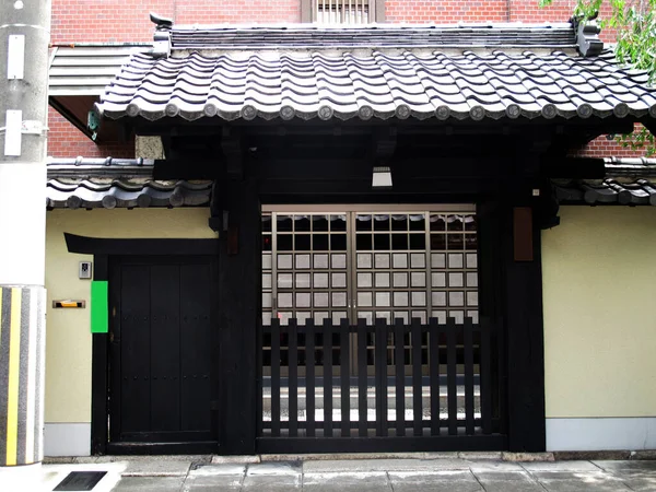 Puerta Entrada Antigua Casa Madera Retro Casa Estilo Japonés Antiguo —  Fotos de Stock