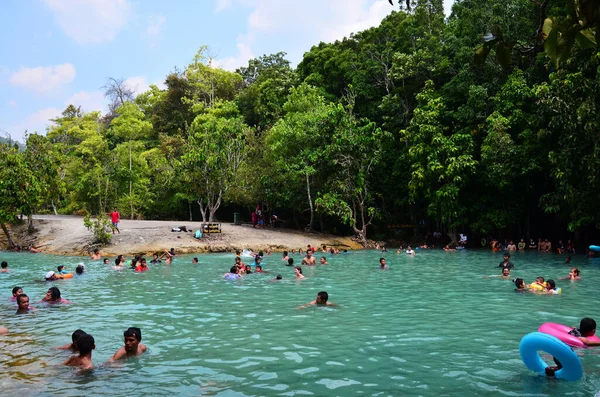 Kapu Bejárata Címke Emerald Pool Vagy Morakot Türkiz Kék Thung — Stock Fotó