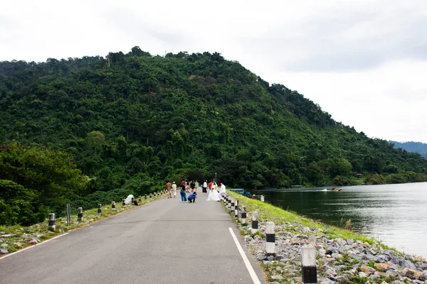 Thai People Foreign Travelers Travel Visit Take Photo Road Street — Stock Photo, Image