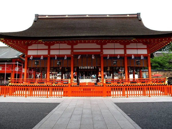 Vörös Narancs Ősi Antik Épület Pavilon Templom Japán Emberek Külföldi — Stock Fotó