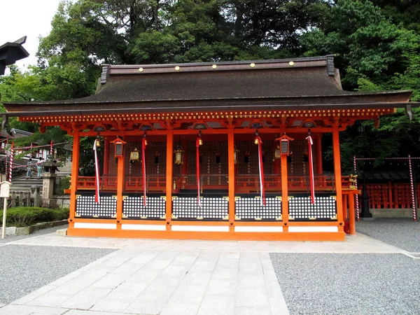 Rosso Arancio Antico Edificio Antico Padiglione Chiesa Giapponesi Viaggiatori Stranieri — Foto Stock