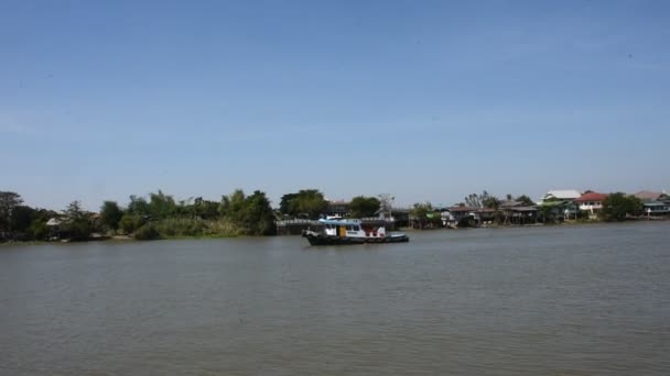 Asiatique Thai Travailleur Personnes Voilier Péniche Remorqueur Cargo Navire Livraison — Video