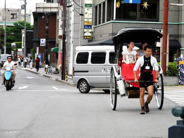 Klasszikus Antik Retro Riksa Trishaw Kerékpár Japán Embereknek Külföldi Utazóknak — Stock Fotó