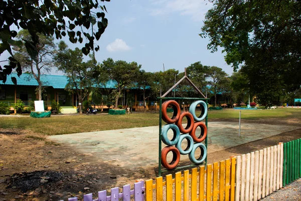 Классическое Старинное Ретро Деревянное Здание Начальной Школы Тайских Детей Студентка — стоковое фото