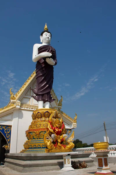 Postawa Posąg Buddy Stoi Trzymając Jałmużnę Miski Lub Pang Umbat — Zdjęcie stockowe