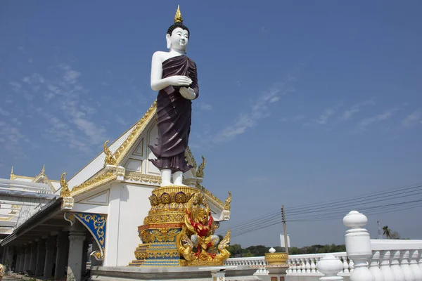 Buddha Szobor Hozzáállás Álló Alamizsna Tál Vagy Pang Umbat Thai — Stock Fotó