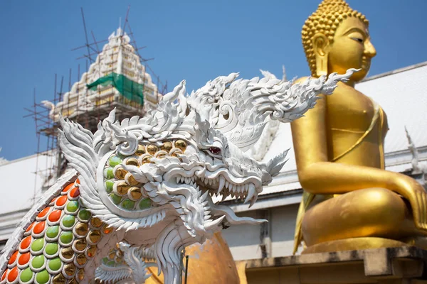 King Snake Naka Figure Buddha Statue Wat Pracha Rat Bamrung — Stock Photo, Image