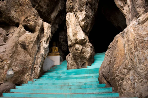 View Landscape Buddha Statue Cave Thai People Travel Visit Respect — Stock Photo, Image