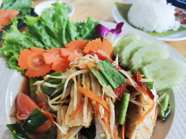 Ensemble Traditionnel Fusion Alimentaire Thaïlandais Nord Est Repas Cuisine Locale — Photo