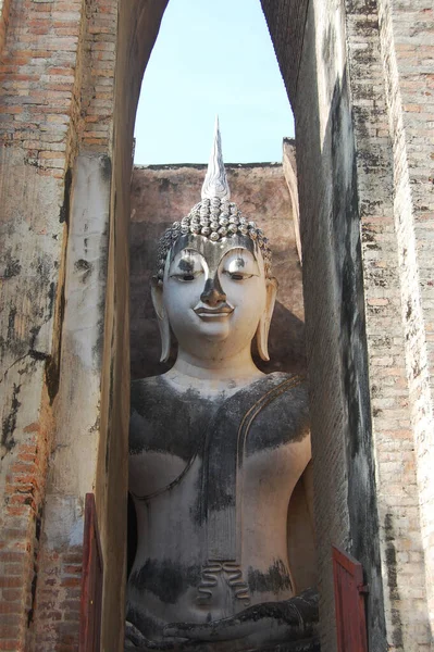 Starověká Architektura Zřícenina Budovy Chrámu Wat Chum Sochy Pra Ajana — Stock fotografie