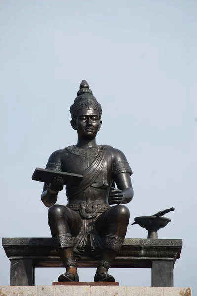 Monument Pho Khun Ram Khamhaeng Maharat Statue Travelers Thai Foreign — Stock Photo, Image