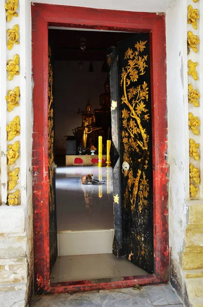 Antigua Estatua Buddha Antiguo Ubosot Antiguo Para Pueblo Tailandés Los — Foto de Stock