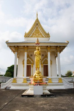 Taylandlılar ve yabancı gezginler için beyaz ubosot kilisesi inşa eden antik mimari ziyaret ve Buda 'nın Tayland, Nonthaburi' deki Wat Tanot tapınağındaki kutsal ibadeti kutsamasına saygı göster.