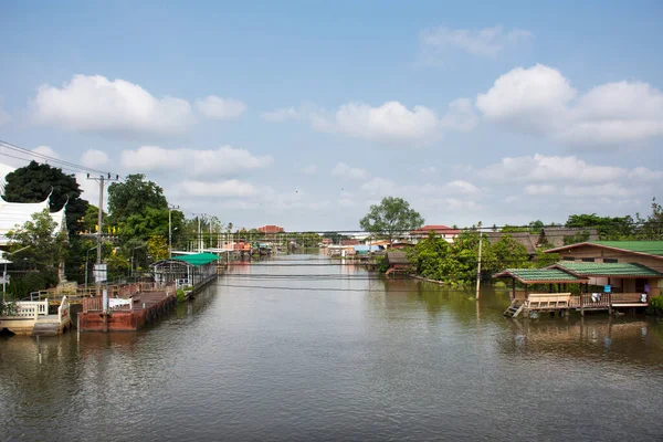 Khlong Non Kanal Und Stadtbild Landschaft Ländliches Dorf Vintage Retro — Stockfoto