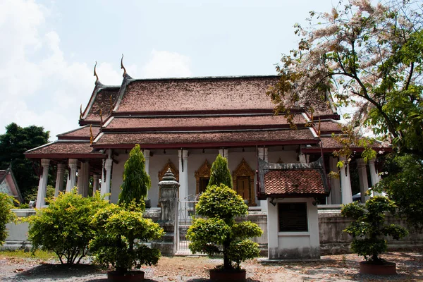 Antigua Arquitectura Antigua Edificio Ubosot Iglesia Para Los Tailandeses Viajeros —  Fotos de Stock
