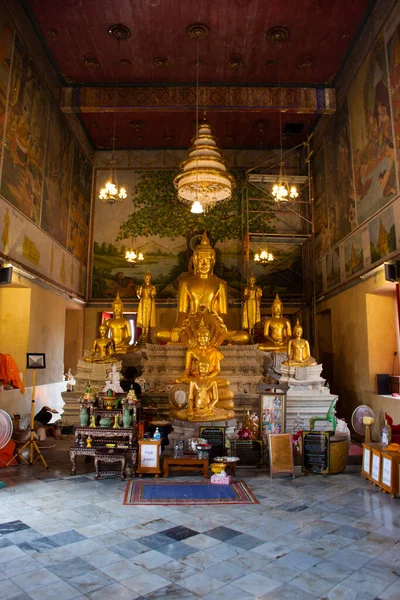 Antigua Estatua Buddha Antiguo Ubosot Para Los Viajeros Tailandeses Viaje — Foto de Stock