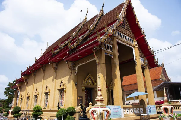 Ancient Architecture Antique Building Ubosot Thai People Travelers Travel Visit — Stock Photo, Image