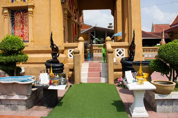 Svart Naga Antik Staty Arkitektur Antik Byggnad Ubosot För Thai — Stockfoto